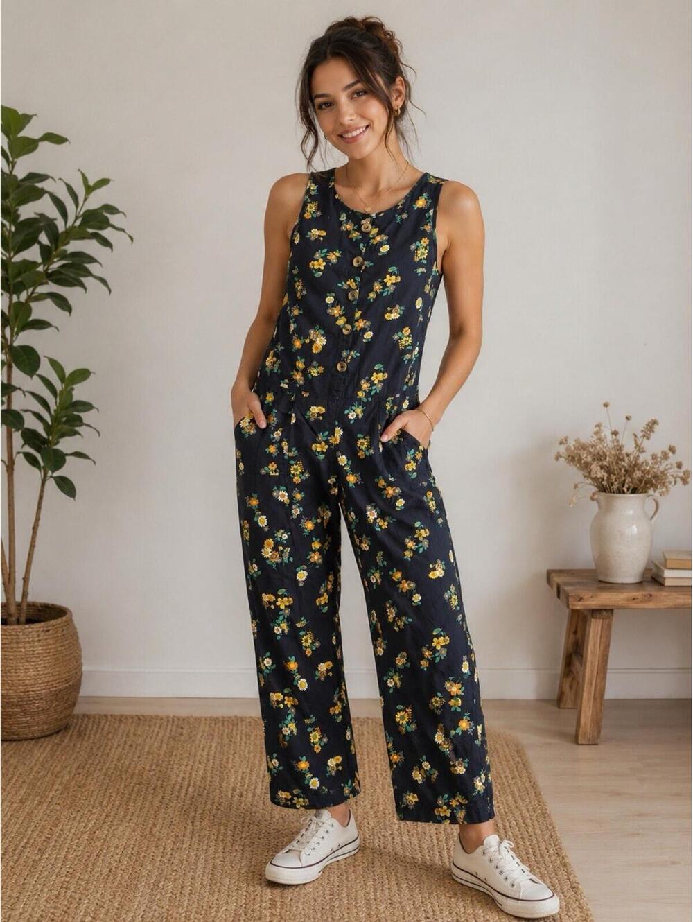 ASOS Design Floral Jumpsuit‎ Wide Leg Curve Womens 8